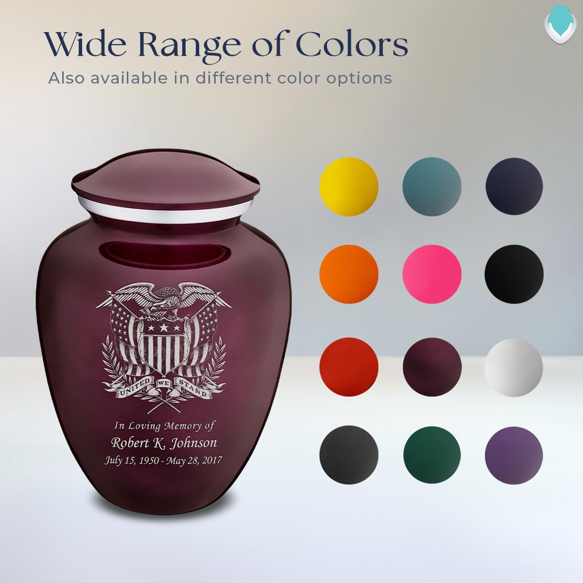 Geturns Embrace Adult Personalized American Glory Cremation Urns for Human Ashes I Large Cherry Purple Funeral Urn for Men and Women I 200 lbs