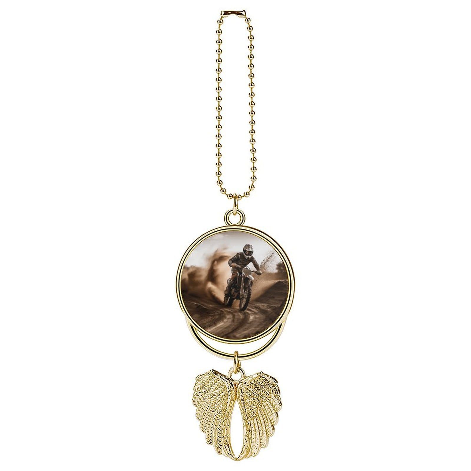 Car Charm Zinc Alloy Rearview Mirror Hanging Ornament Premium Metal Motocross Car Pendant for Auto Interior Decor Accessories,Unique Gift for Adult,Golden-Style