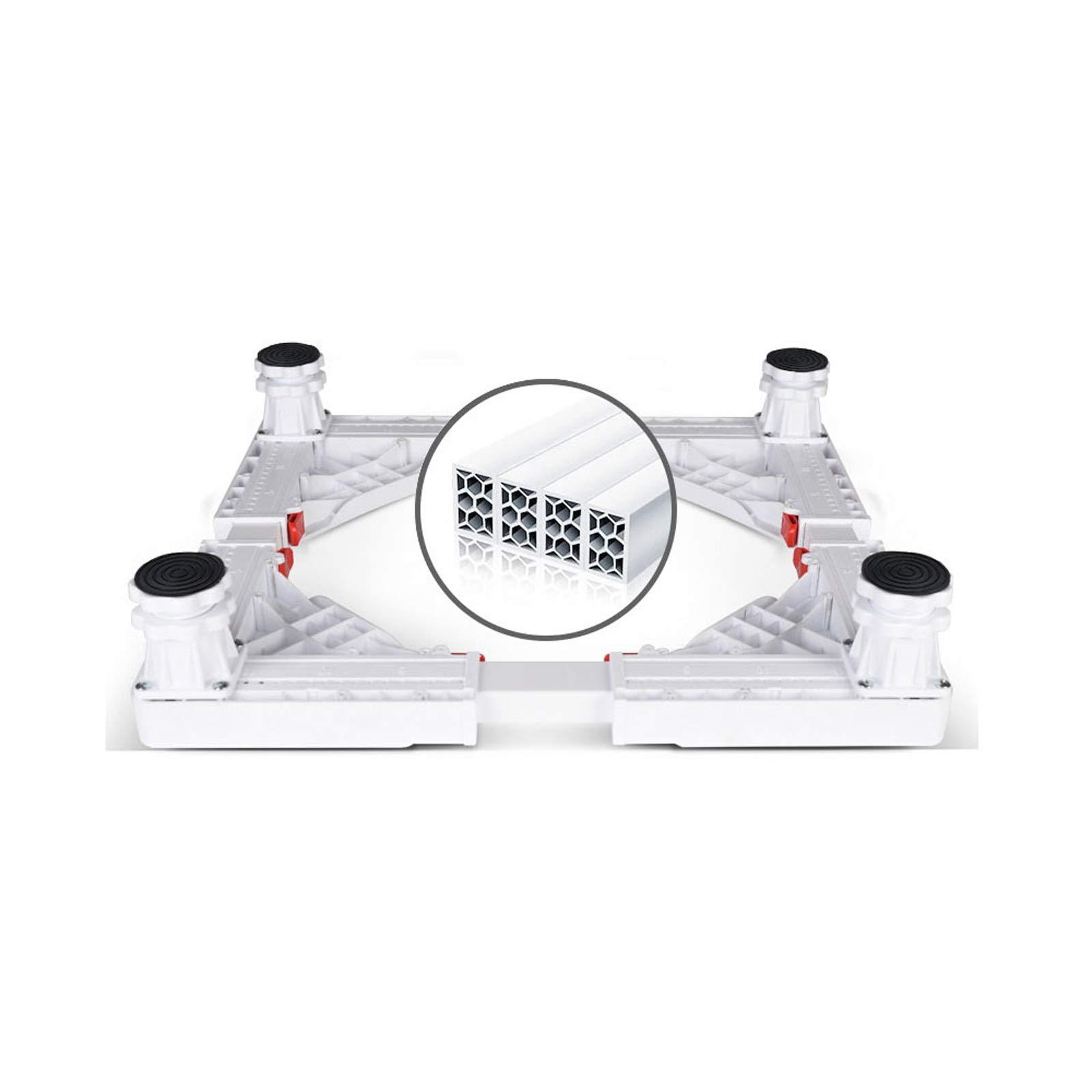 WOTZOV Shockproof Refrigerator Base Stand Universal Base Fridge Stand Washing Machine Holder Stent Appliance Rollers Floor Trays 4/8/12 Feet For Cabinet Vertical Air Conditioner Drye，White 4 feet