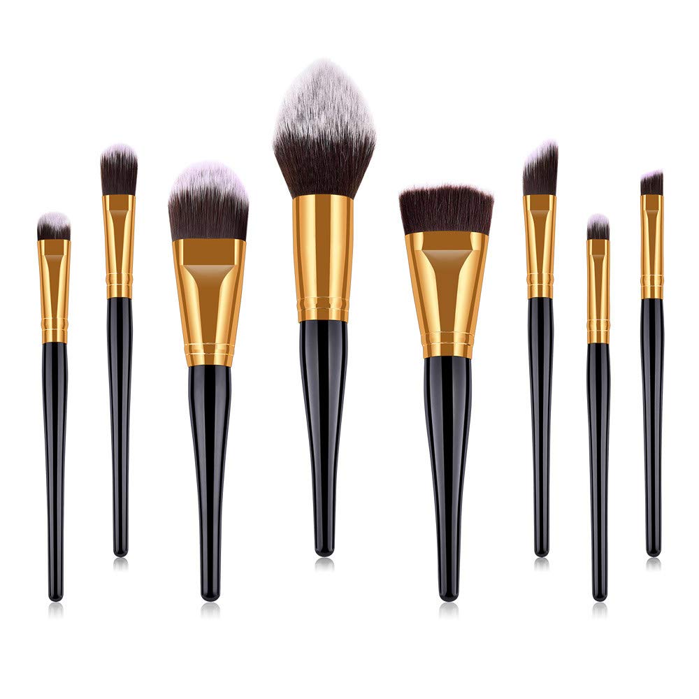 Pinselset Make-up Puder Lidschatten Foundation Kosmetik 8PCS Pinsel Gesichtspinsel Makeup Foundation, Schwarz