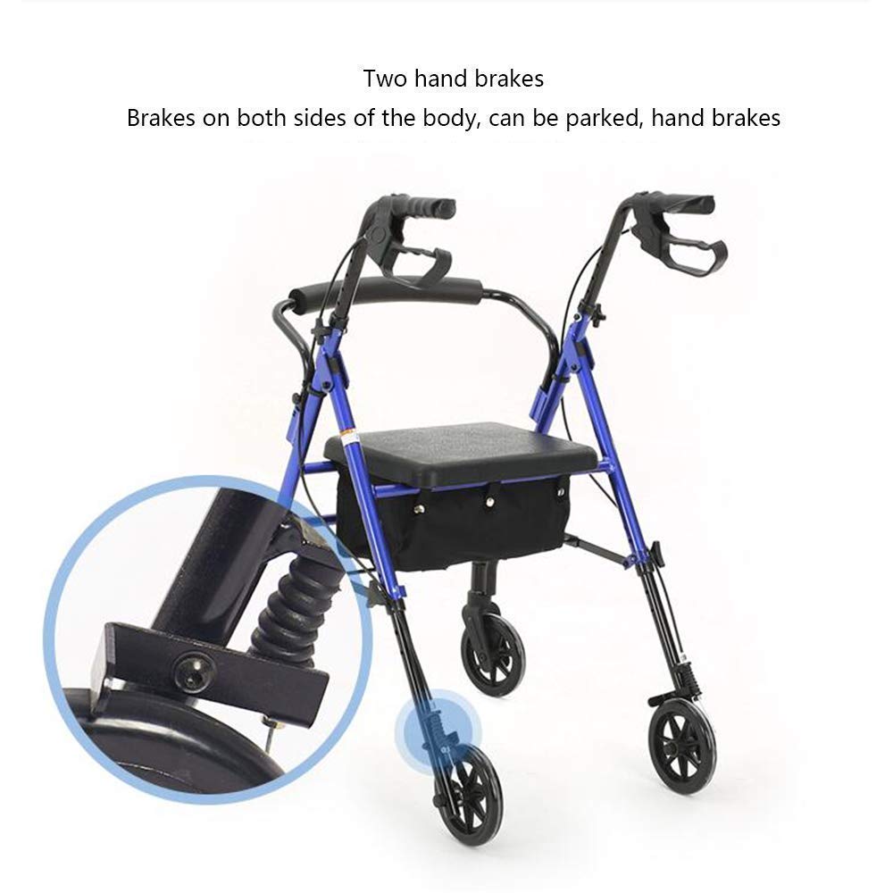 Składany Rollator Rollator Chodziki Chodzik, Chodzik Na Kółkach Z Siedziskiem Składany Krzesło Transportowe Dla Dorosłych Seniorów Starszych Na Zewnątrz