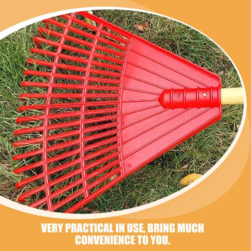 POPETPOP Gardening Rake Plastic Lawn Rake with 21 Tines for Efficient Leaf and Grass Removal Outdoor Yard Tool for Lawn Leveling and Garden Care