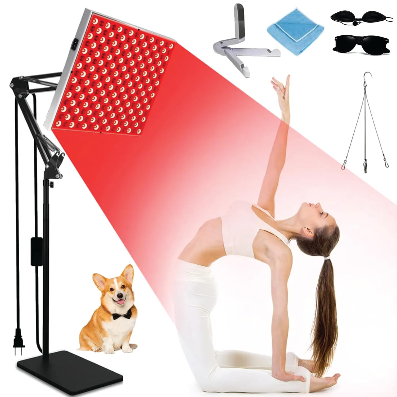 Red Light Therapy for Body and Face, 3 in 1 Red Light Panel with Removable Stand, Adjustable Red Light Lamp, LED 660nm Red Light and 850nm Infrared Red Light Therapy Devices for Full Body Skin Home
