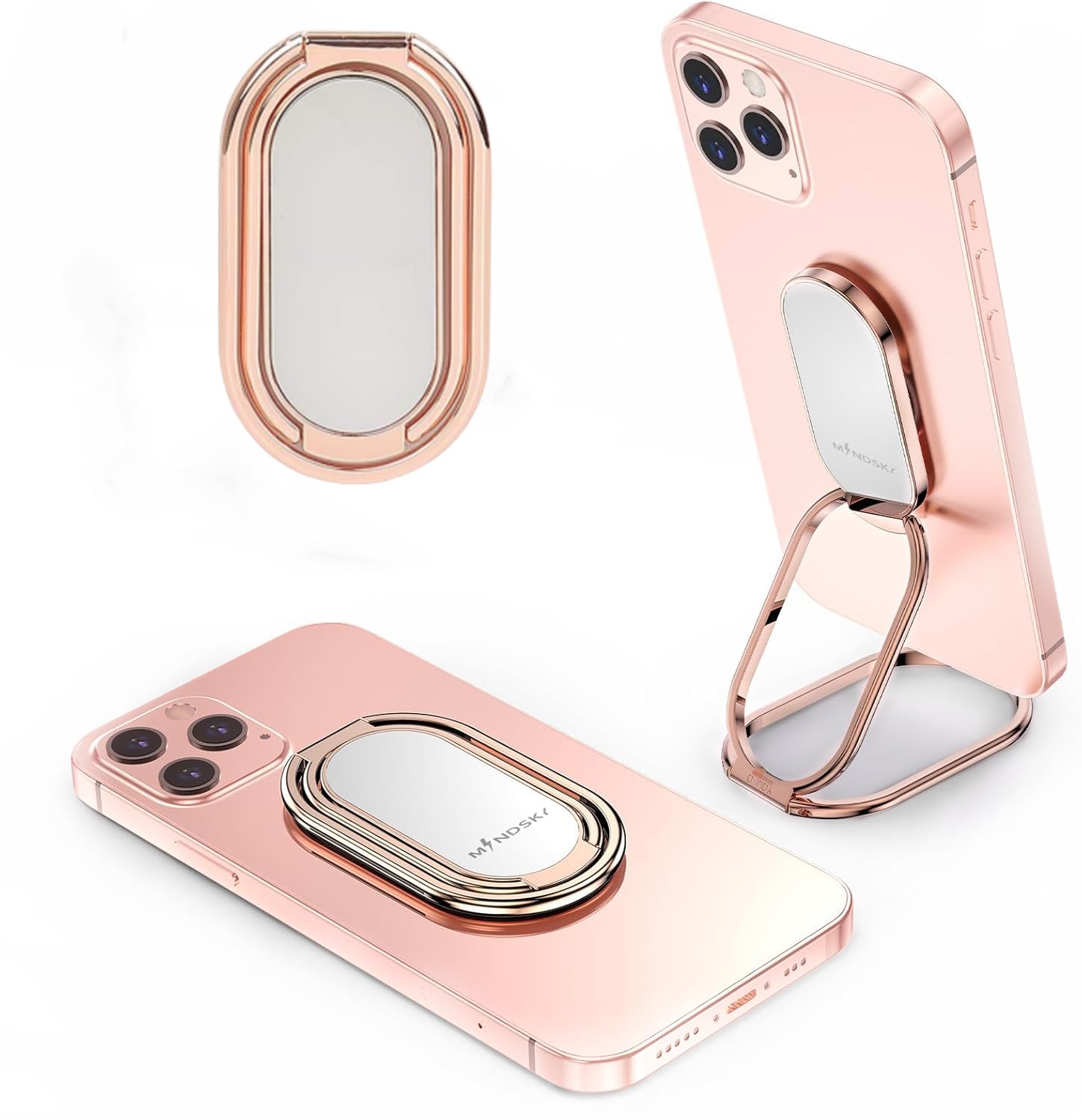 MINDSKY Phone Ring Holder Finger Kickstand Retractable 360°Rotation Ultra-Thin Cell Phone Back Grip Foldable Cellphone Stand for iPhone iPad Smartphones Tablets