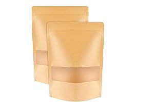 100-Pack of 5.5 x 7.9 Kraft Stand Up Pouches with Resealable Windows