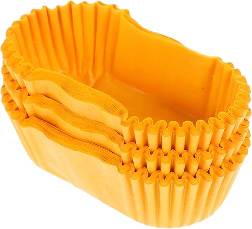 Angoily Revestimientos para cupcakes en forma de barco: 1000 piezas de papel amarillo para cupcakes ovalados para hornear magdalenas, forros para