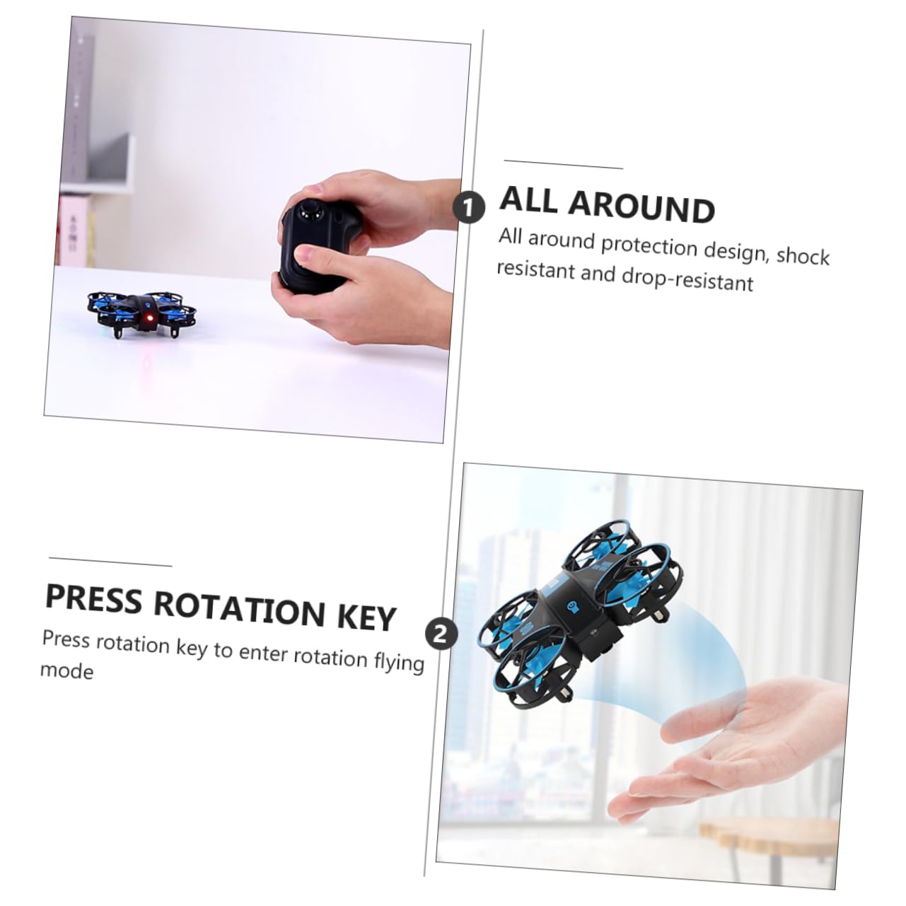 ifundom 2pezzi Mini Quadcopter Drone Telecomandato Con Luce Led Giocattolo Volante Compatto Per Principianti Facile Da Pilotare e Automatico Per Uso Indoor e Outdoor