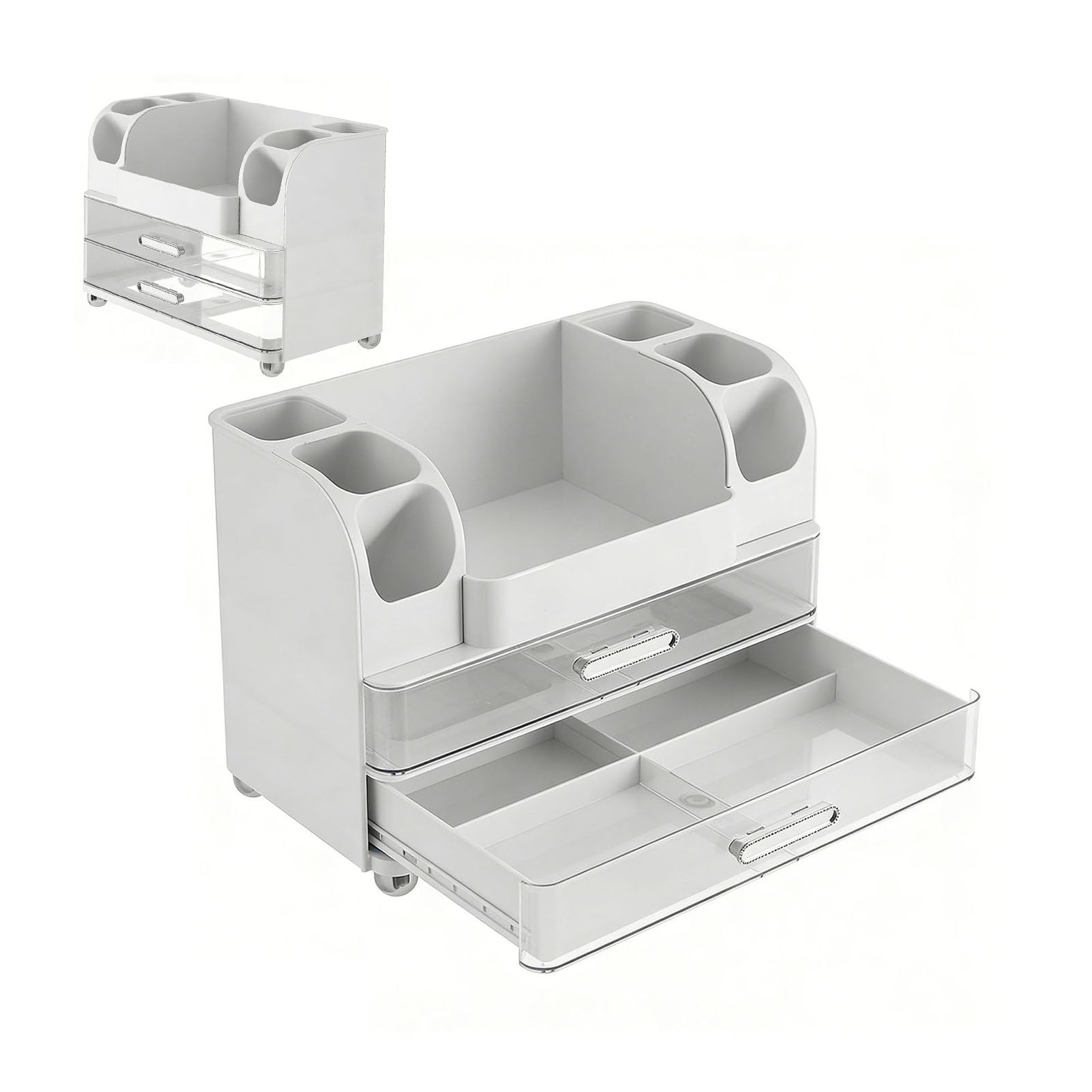 CHICIRIS Makeup Organizer mit Schubladen, Große Aufbewahrung (WHITE)