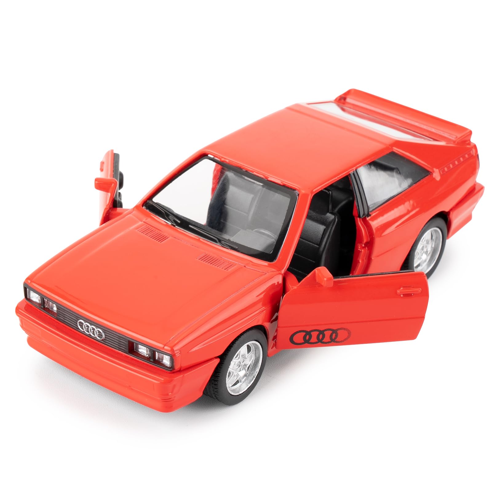 1:36 Model Car Audi 1980 Quattro, Diecast Pull Back Model Toy Car, Doors Open, Collection Kids Toy for Aged 3 and up, Gift Red