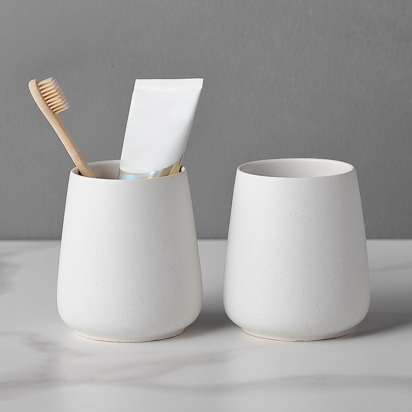 Porta Cepillo Dientes Baño Soporte For Cepillo De Dientes For Baño, Organizador Pasta Cerámica, Almacenamiento Escritorio For El Hogar Hogar Y Cocina(White)