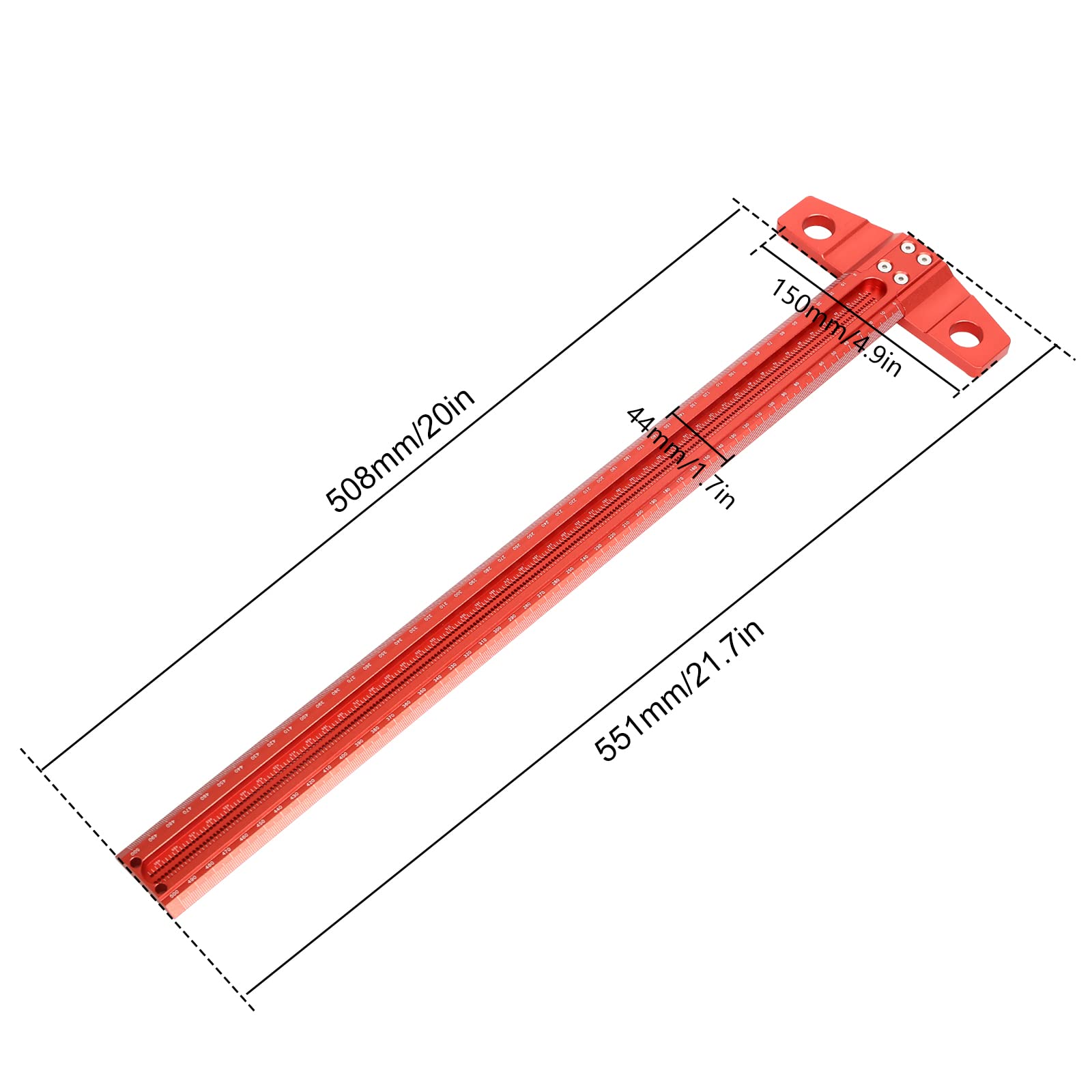 Kątownik kwadratowy typu T Prostopadły rysik, CEIEVER T-Type Narzędzie do rysowania ze stopu aluminium Rysik Aluminiowy szablon do oznaczania do pomiarów ciesielskich (500mm)