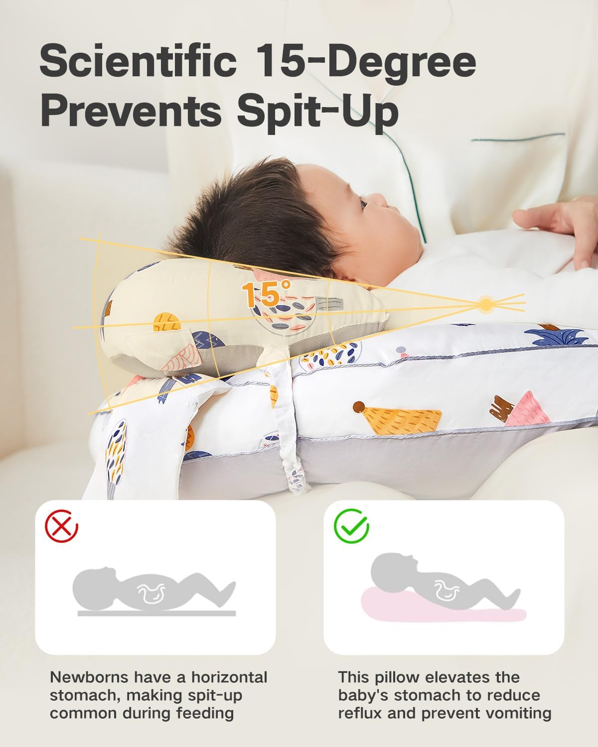 Nursing Pillow for Breastfeeding & Bottle Feeding –Breastfeeding Pillow with Adjustable Waist Strap, Feeding Pillow for Tummy Time,Removable Cotton Cover for Mom & Baby Comfort (Polka) image 2 of 7 B0F4NFNXDB