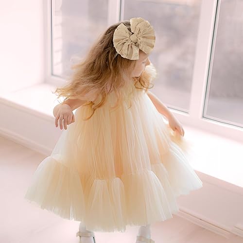 Miniatura 6 de YanJie Diademas de encaje con volantes para niñas recién nacidas, elásticas de nailon suave, bandas para el pelo hechas a mano y accesorios para