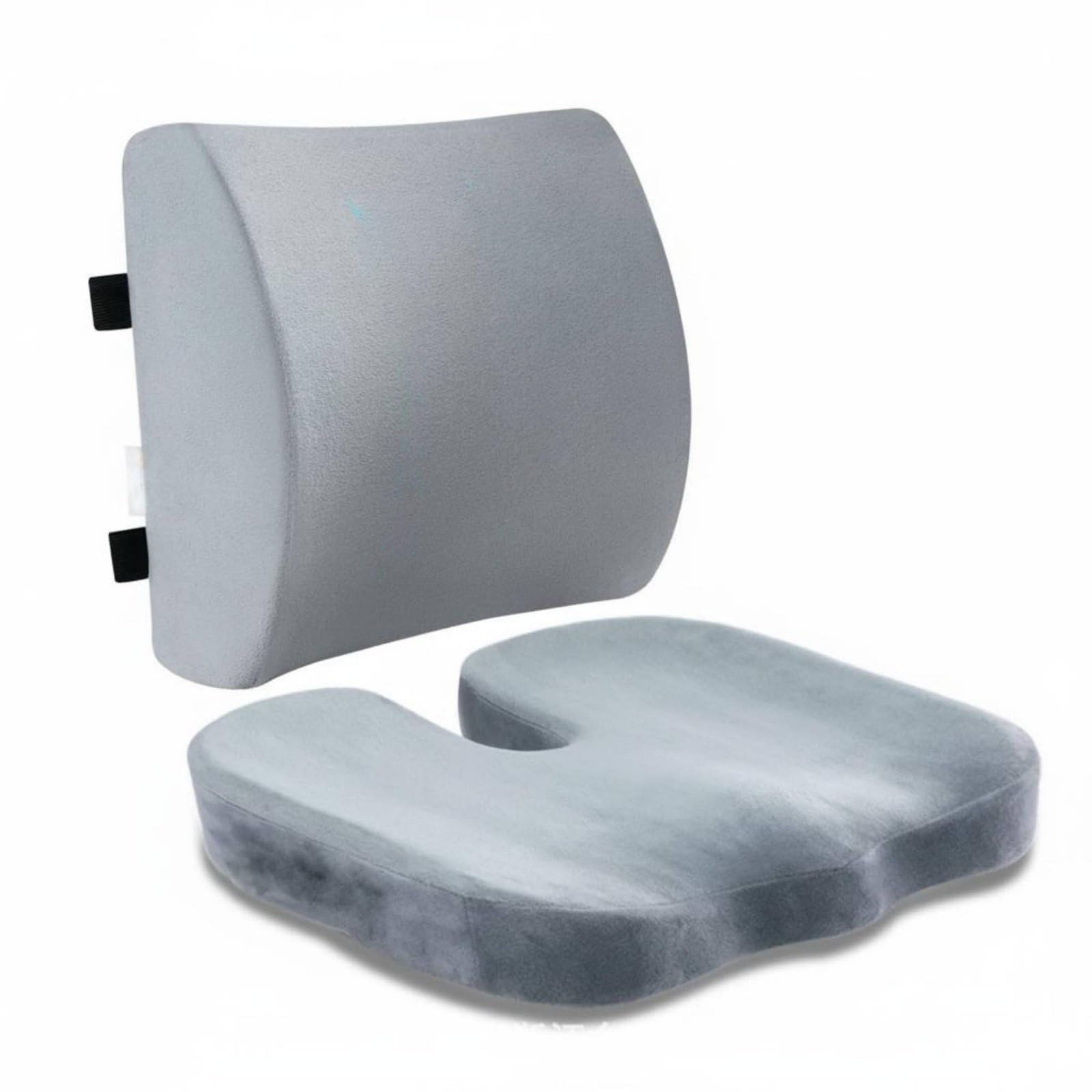 Cojín de Asiento Cojín Almohada Lumbar Soporte de Espalda Cojín de Silla con Set de Apoyo para Sentarse y Recostarse Durante Horas Adecuado para Silla, Gris, Set Terciopelo