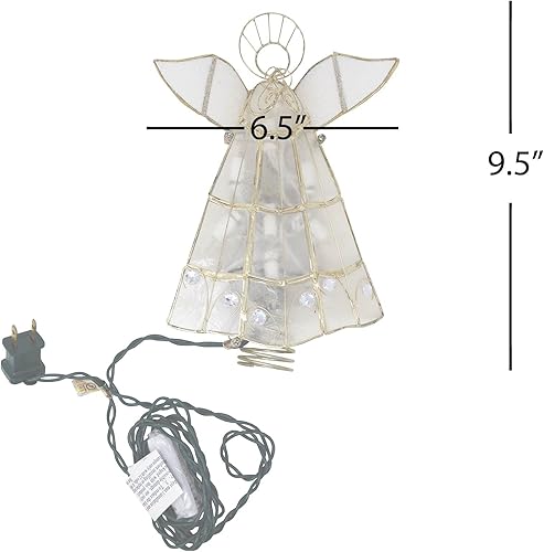 Miniatura 3 de Kurt Adler - Árbol de ángel Capiz de 10 luces con trompeta (transparente)