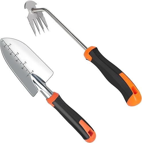 Miniatura 5 de Juego de herramientas de jardín, 3 piezas actualizadas de alta resistencia, pala de mano, desbrozadora manual y tijeras de podar afiladas de