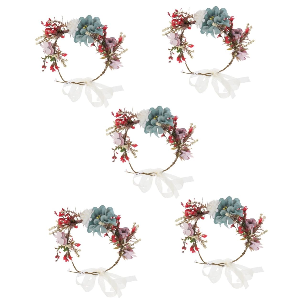 FRCOLOR 5stücke Blumenkrone Für Braut Elastisches Haarband Mit Ribbons Haarschmuck Stilvolle Blütenkrone Für Strand Party Und Für Großen Tag