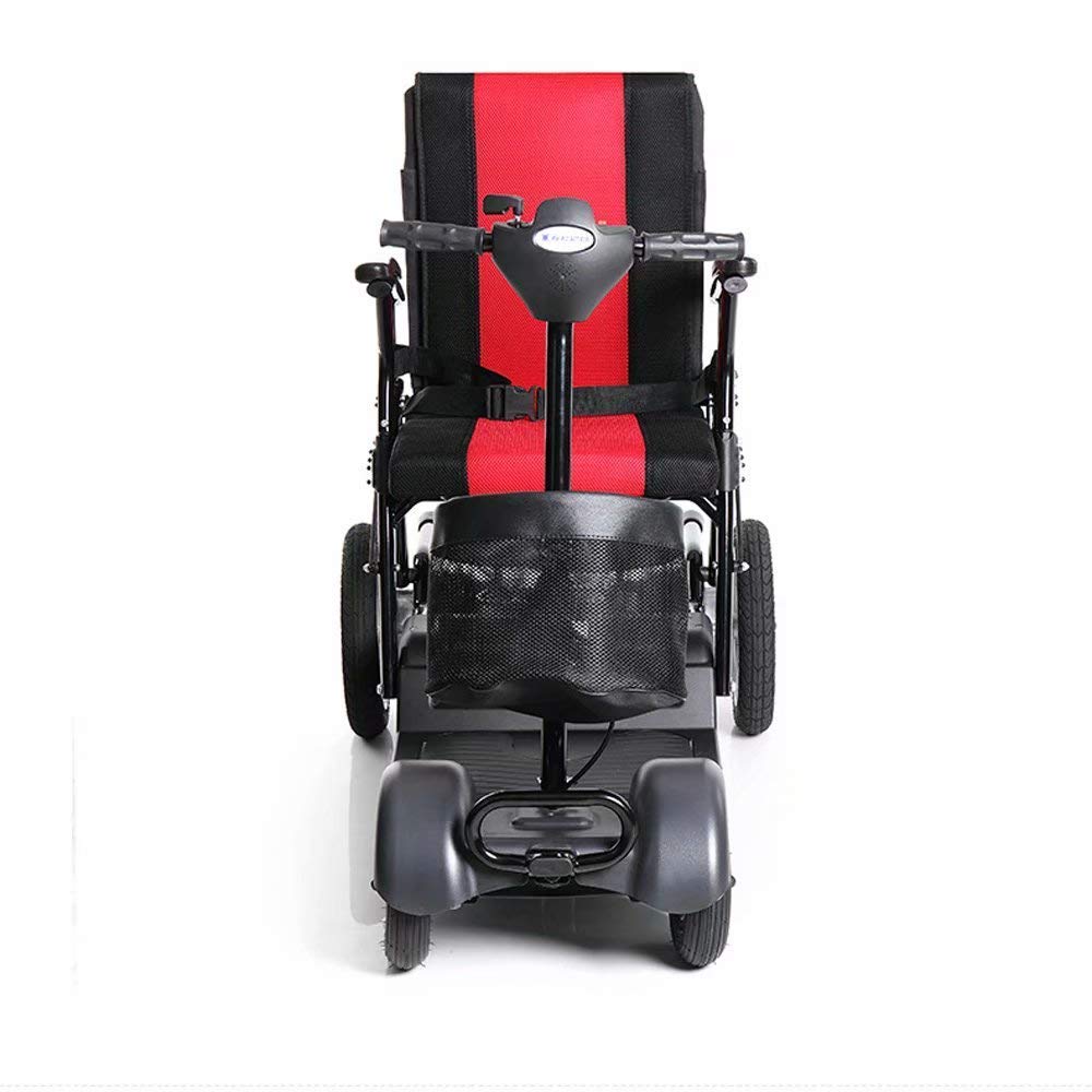 Sedia a rotelle elettrica leggera pieghevole, schienale con ruota antiribaltamento regolabile, 23 km, batteria al piombo-acido da 24 V con borsa di stoccaggio Scooter