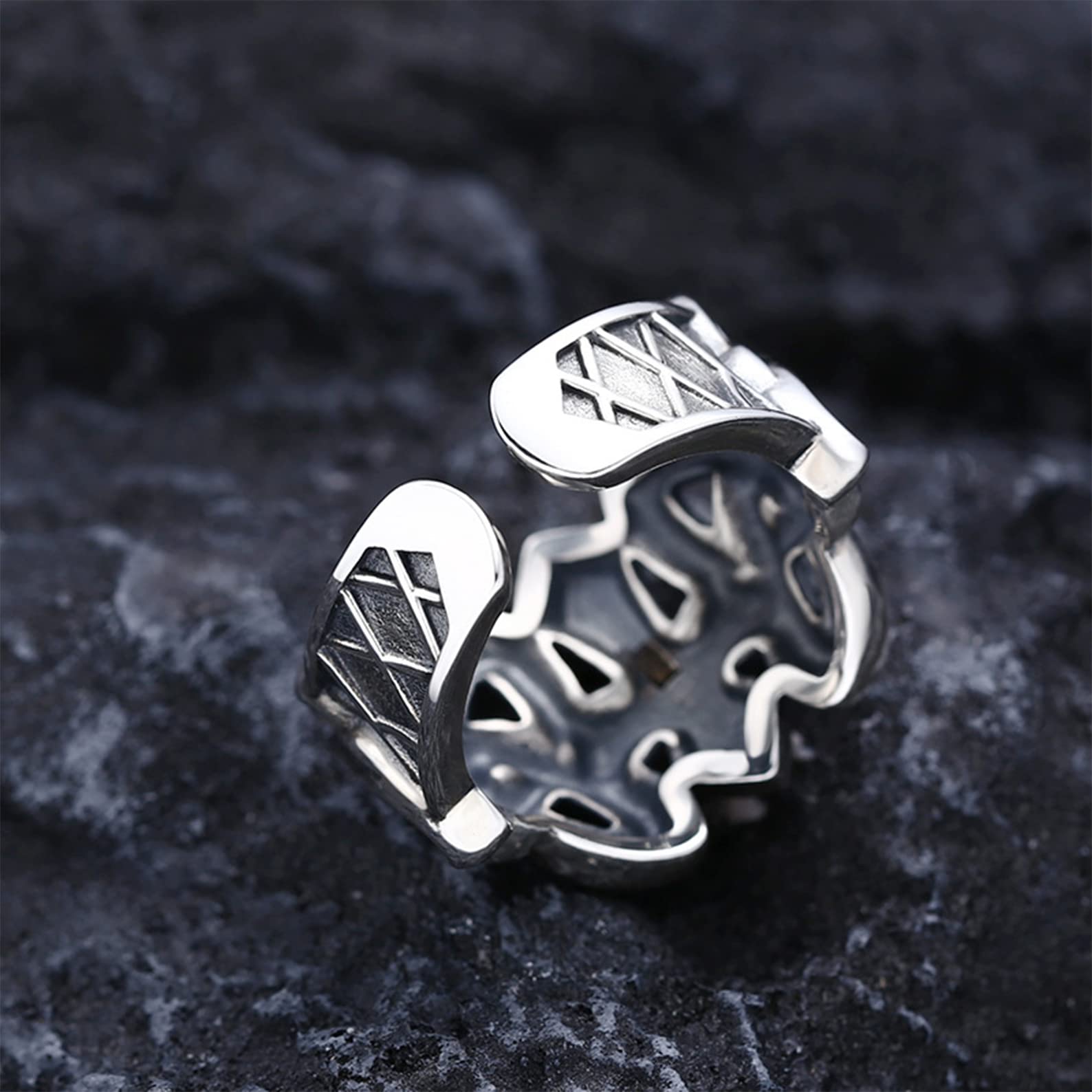 Anillo de cruz ajustable abierto para hombre, de plata de ley S925, chapado en oro, hecho a mano, accesorios de joyería vintage.