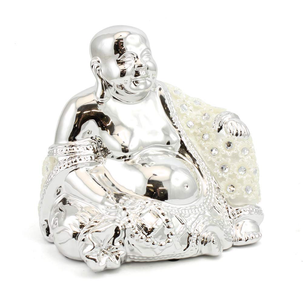 SILVER MILLE HAPPY BUDDHA ORNAMENT STATUE FIGURINE