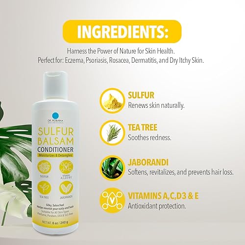 Miniatura 7 de Dr. Robaina Acondicionador de bálsamo de azufre  Acondicionador de azufre hidratante y desenredante para cuero cabelludo sensible  Alivia la