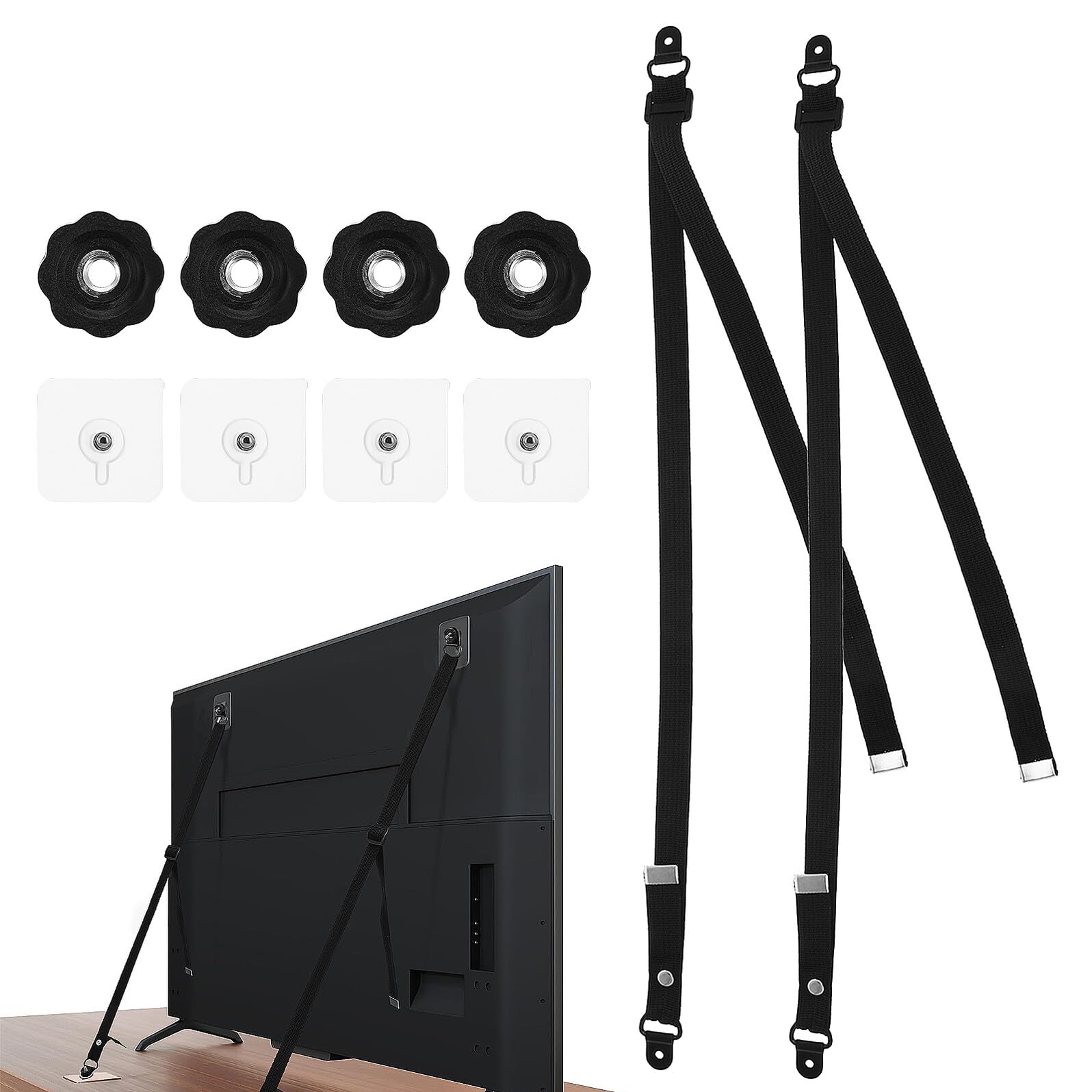 6 Piezas Correas de Seguridad para Muebles Ajustables Cintas Antivuelco para Tv y Gabinetes Anclajes para Protección Infantil Previenen Caídas de Televisores y Cómodas