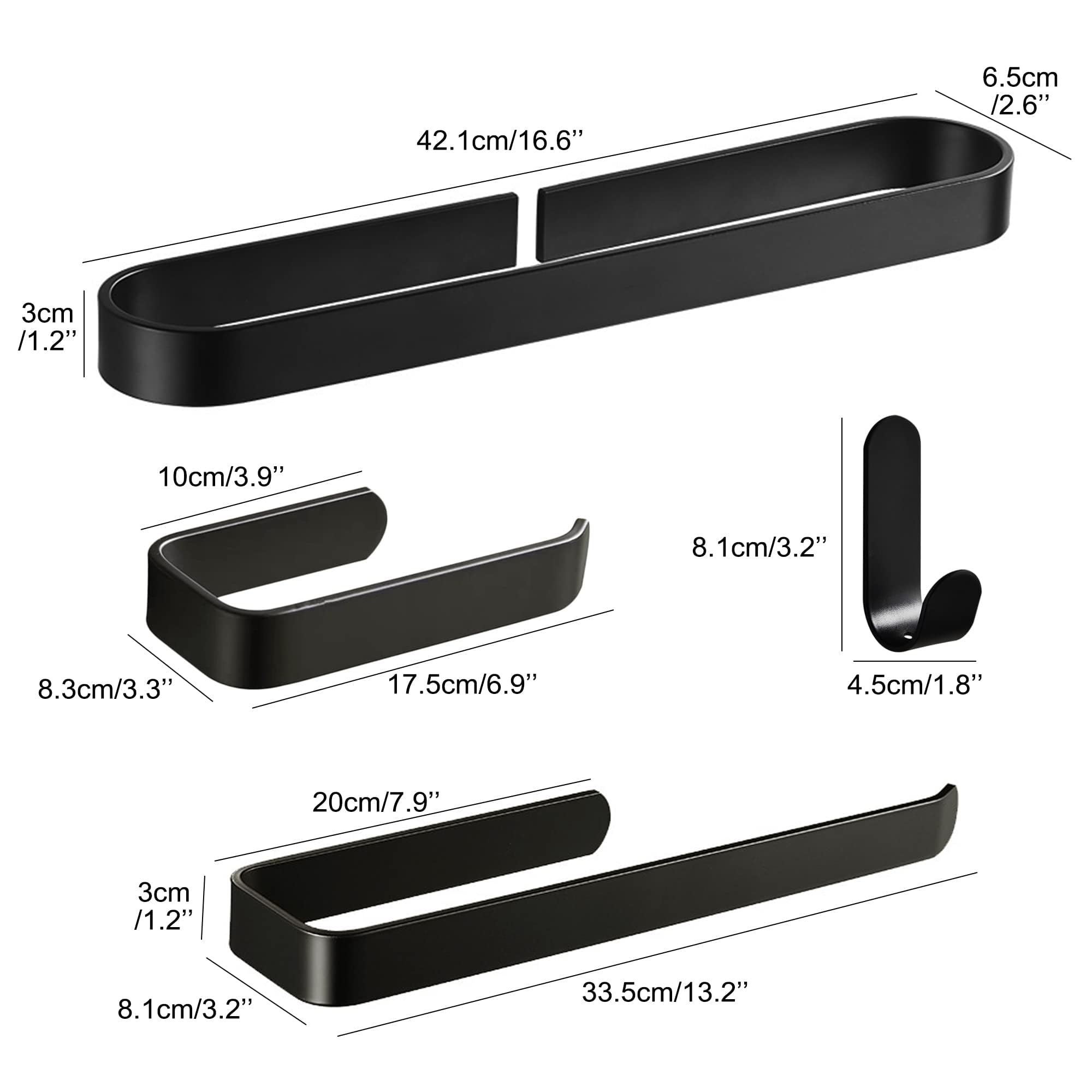 Set di accessori da bagno nero opaco 7 pezzi hardware adesivo portasciugamani carta igienica ganci per accappatoio