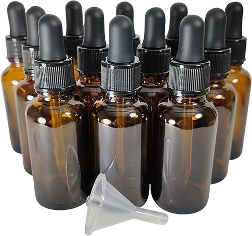 Bioll - Botella con cuentagotas de vidrio de 1 onza. Botella de aceite esencial con goteros de vidrio. Para productos químicos de laboratorio,