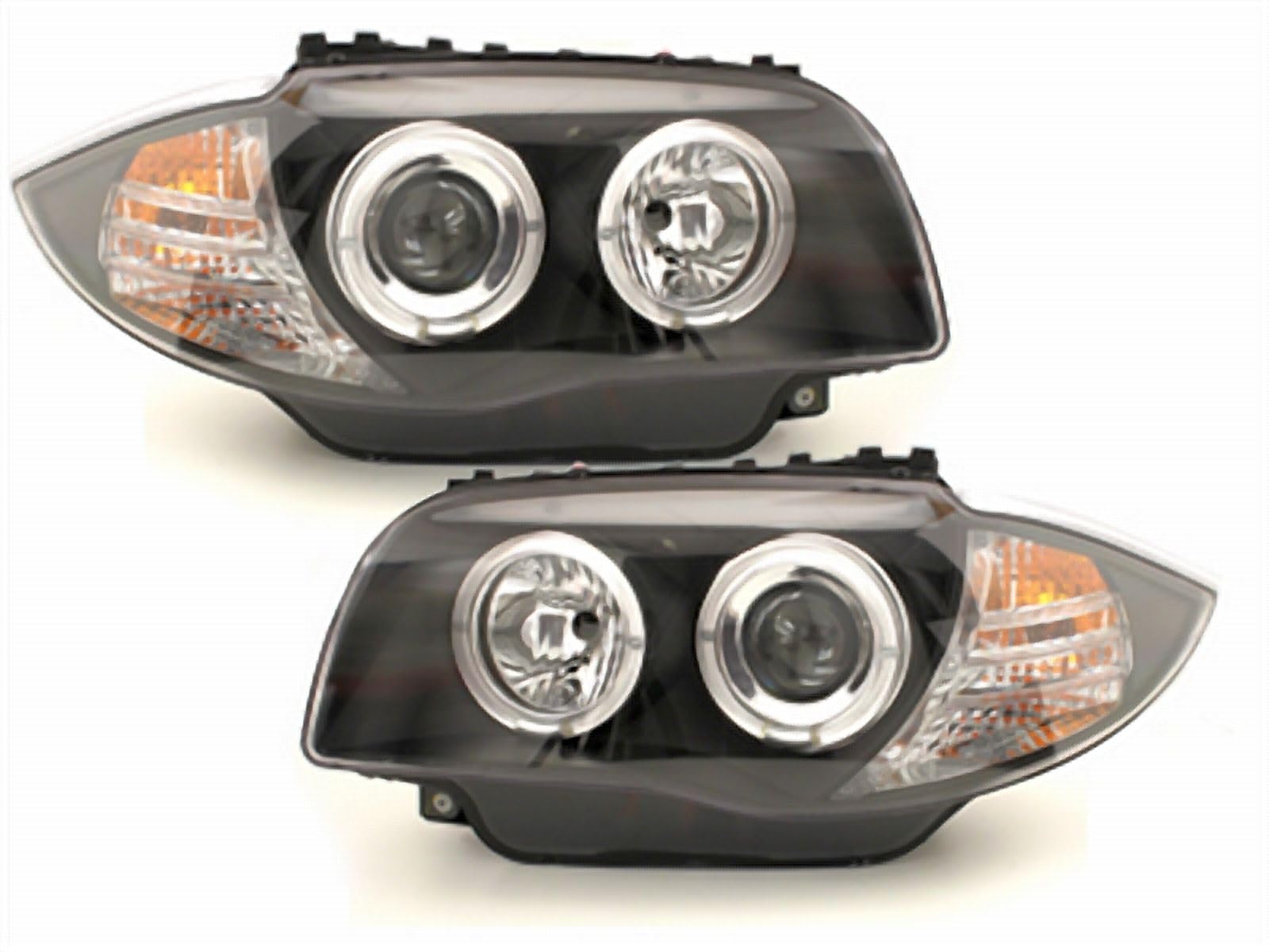 LED Angel Eyes Scheinwerfer Set für BMW 1er E87 E81 E82 E88 2004-2011 schwarz