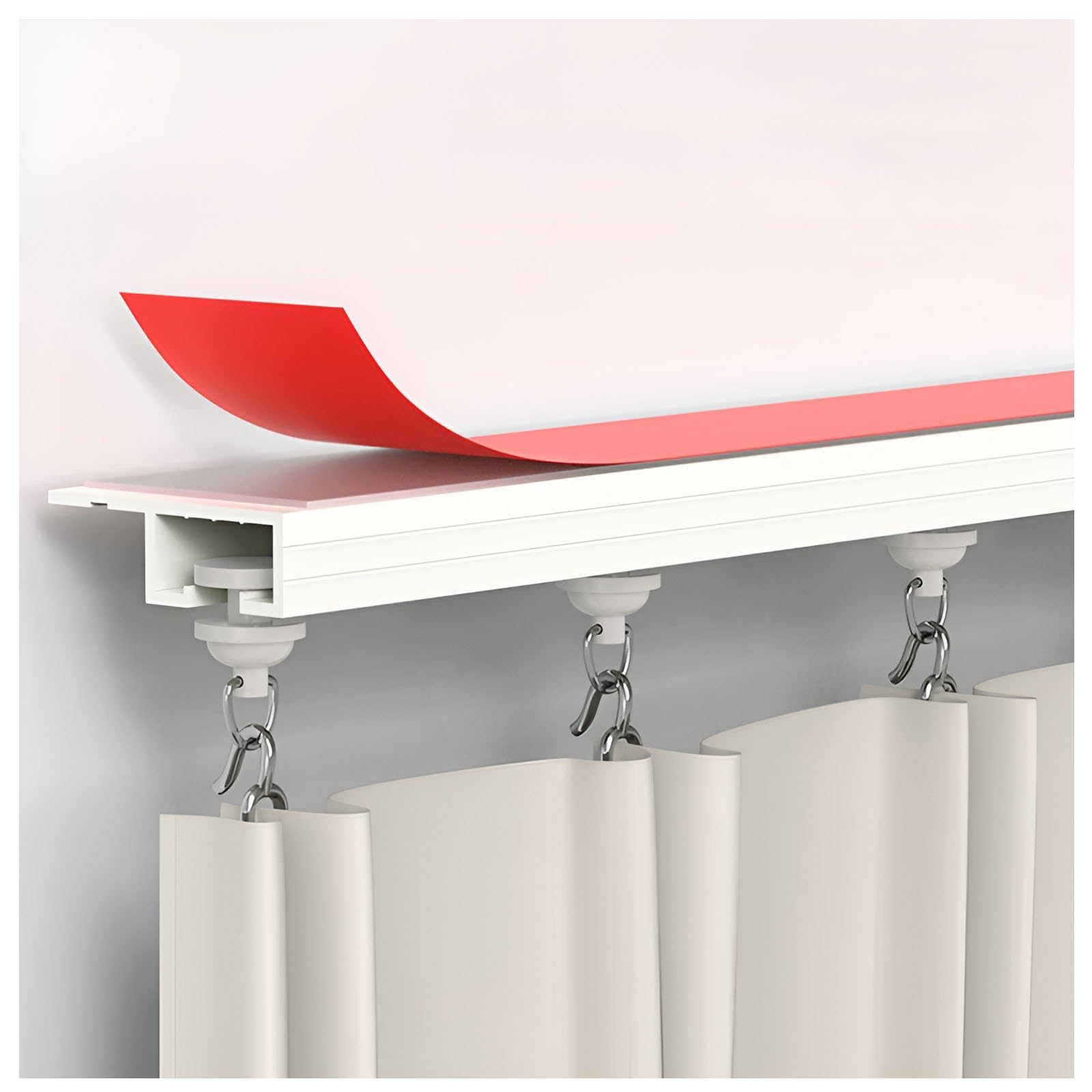 Self Adhesive Curtain Track Room Divider Ceiling Track Sliding Curtain Rail For Living Room Bedroom Drop Ceiling Shower - No Drill, Screws(70cm-27.5in)