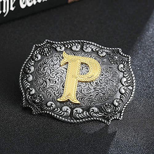 Image of HUABOLA CALYN Belt Buckle Men, Western Cowboy Rodeo Small Alphabet Letter ABCDMRJ to Z Initial Belt Buckles for Women