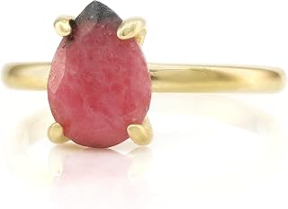 Anemone Jewelry Rhodonite Stone Ring - Custom Pear Engagement Ring Gold - Handmade Fashion Jewelry for Women - Artisan Ring, Vintage Ring, Promise Ring, Everyday Rings