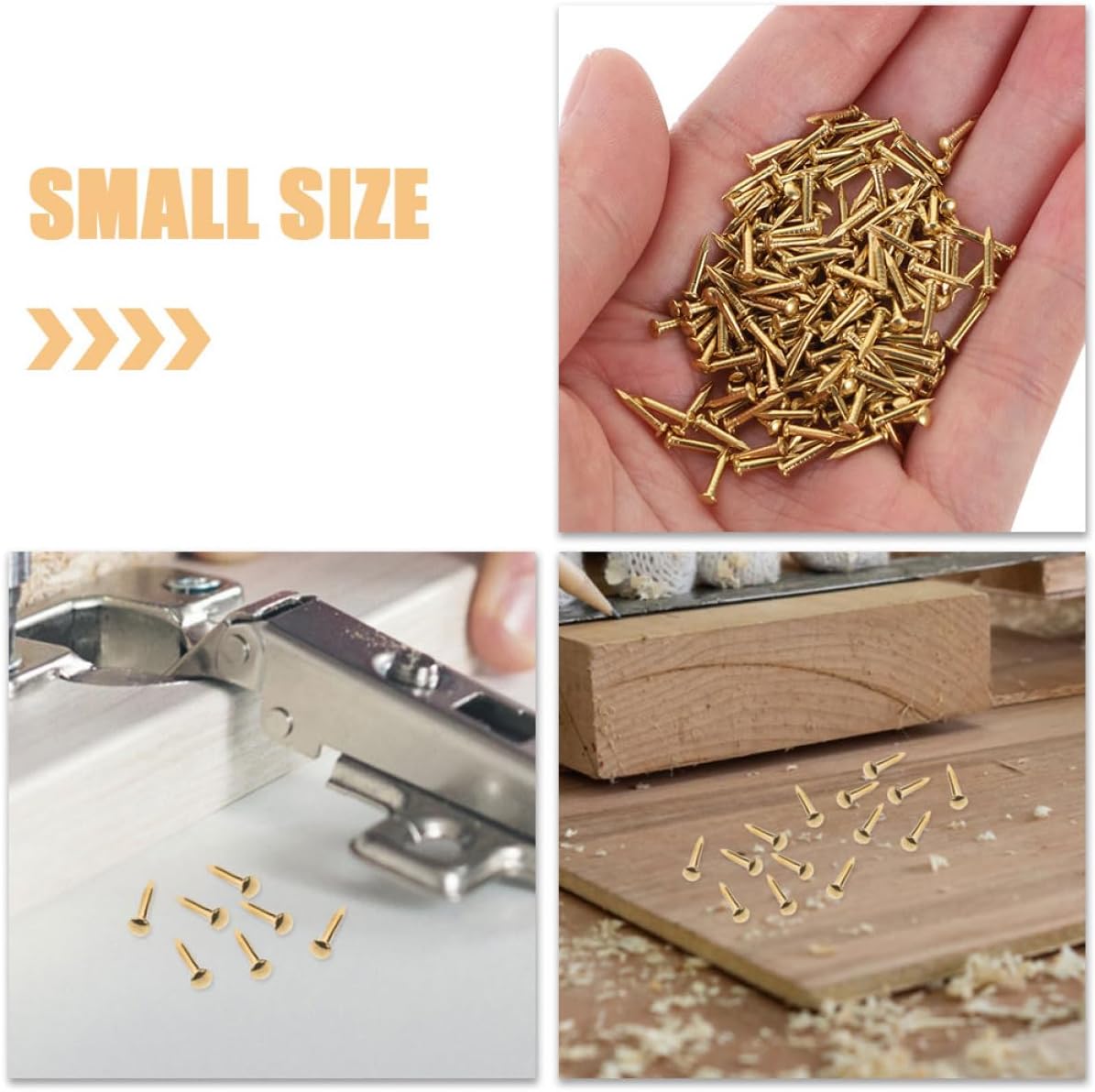 WOONEKY 100pcs Brass Nails Home Metal Nails Furniture Fringe Nails Pictures Hanging Metal Nails Copper Fixing Nail Furniture Brad Nails Copper Nails for Home Small Copper Nails Craft Nails