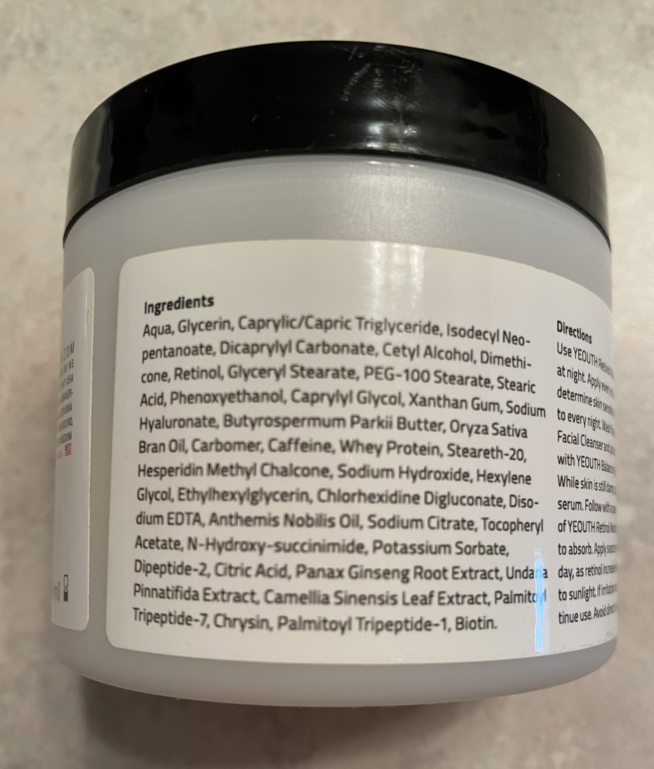 YEOUTH Retinol Cream for Face, Retinol Face Moisturizer for Women and Men with Hyaluronic Acid and Green Tea, Night Moisturizer for a Smoother Appearance 2oz