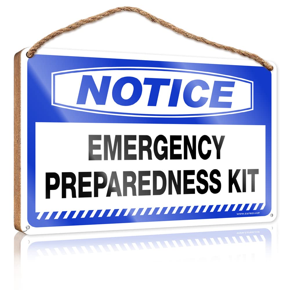 FZFN Hanging Decor Porch Notice Emergency Preparedness Kit Wooden Sign Our Home Signs For Home Decor Wood Bathroom Decor(23X35CM)