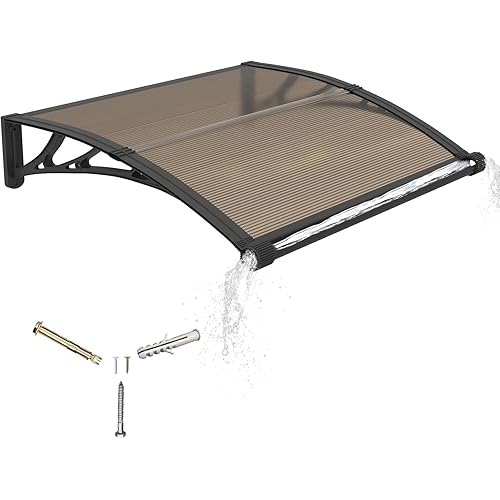Awning for Door Entrance 40x48 Inches,Awnings for Doors with Separate Drainage,Front Door Awning Exterior,Polycarbonate UV, Rain, and Snow Protection for Porch,Patio,Window,Deck