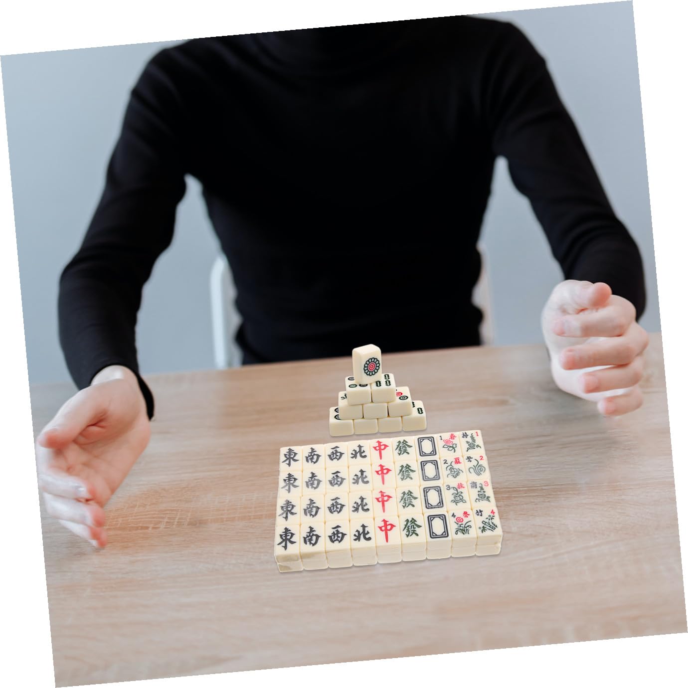 UPKOCH Kleiner Mahjong Satz Tragbares Kleiner Mahjong Reisespiel mit Aufbewahrungsbox für Familie Camping und Freizeit