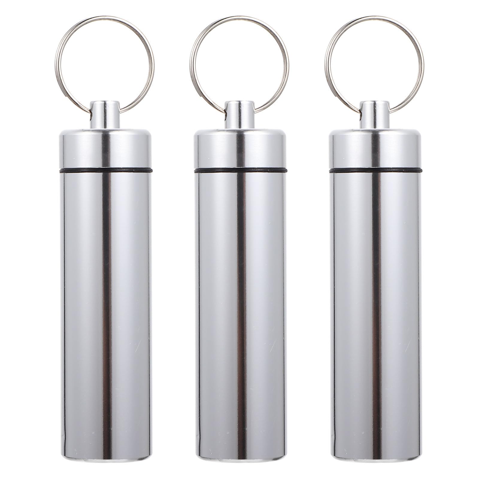 Contenedor de Almacenamiento Pack de 3 Unidades de Aleación de, Color Plata para Hisopos y Palillos de Dientes Adecuado para y Llavero