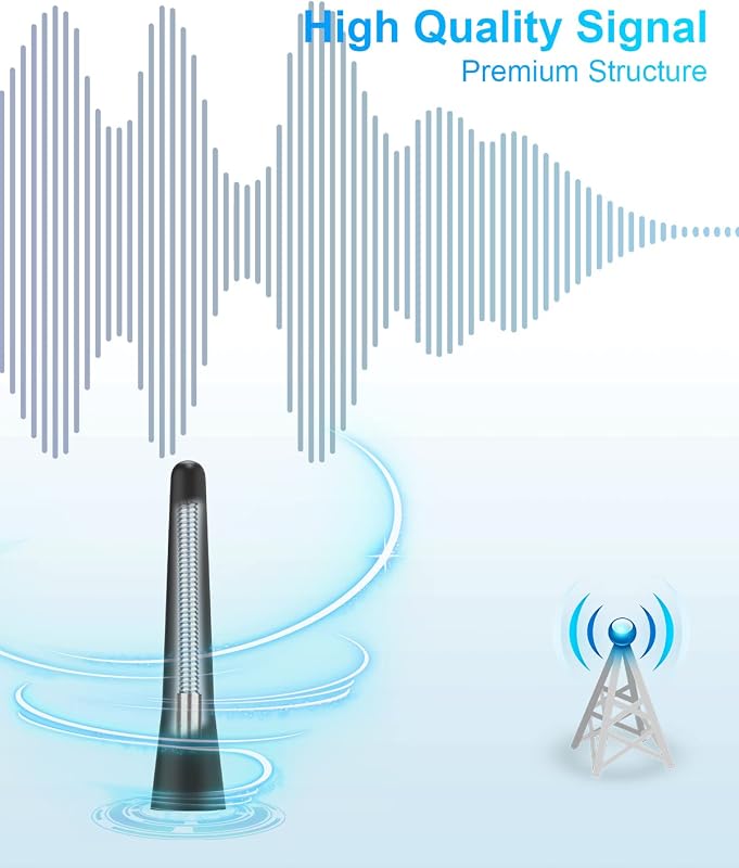 YIEHO Univerzális Rövid Autóantenna - 6,5 cm Mini Tetőantenna Kiváló FM/DAB Vétel, 3 Adapterrel, Minden Autótípushoz Kompatibilis