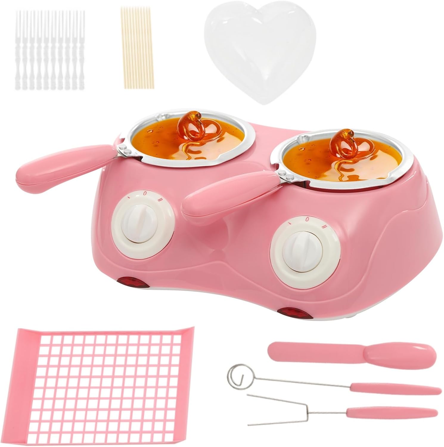 Mini Fuente de Chocolate Eléctrica 110V 2 Ollas Rosa