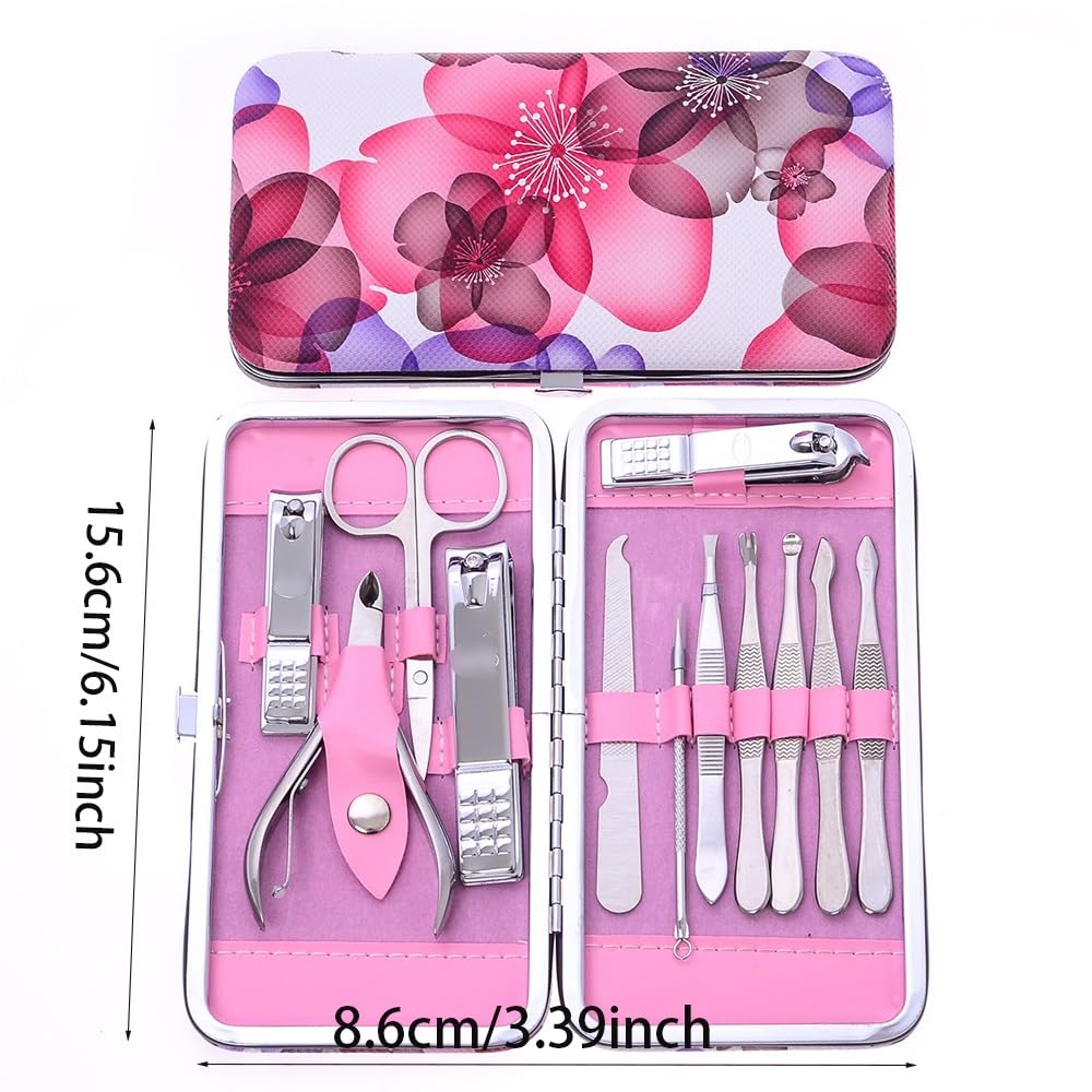 Zestaw obcinaczy do paznokci Zestaw do manicure podróżnego dla kobiet, zestaw obcinaczy do paznokci, profesjonalny zestaw do pielęgnacji z nożycami do paznokci i trymerem (12 sztuk) do stóp, obcinacz
