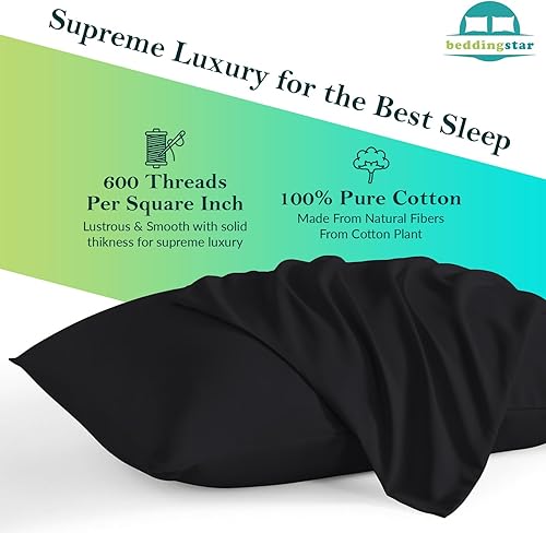 Miniatura 3 de Juego de 2 fundas de almohada de viaje de 12 x 16 pulgadas de algodón egipcio con cremallera, 600 hilos, 100% algodón egipcio suave, paquete de 2