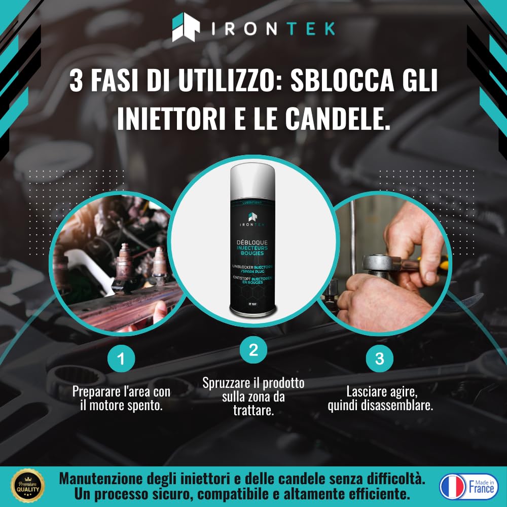 Inyector y vela de 500 ml - IRONTEK | IT137 | Disuelto Calamina | Fórmula Pro Espuma Penetrante | Acción Rápida Pro