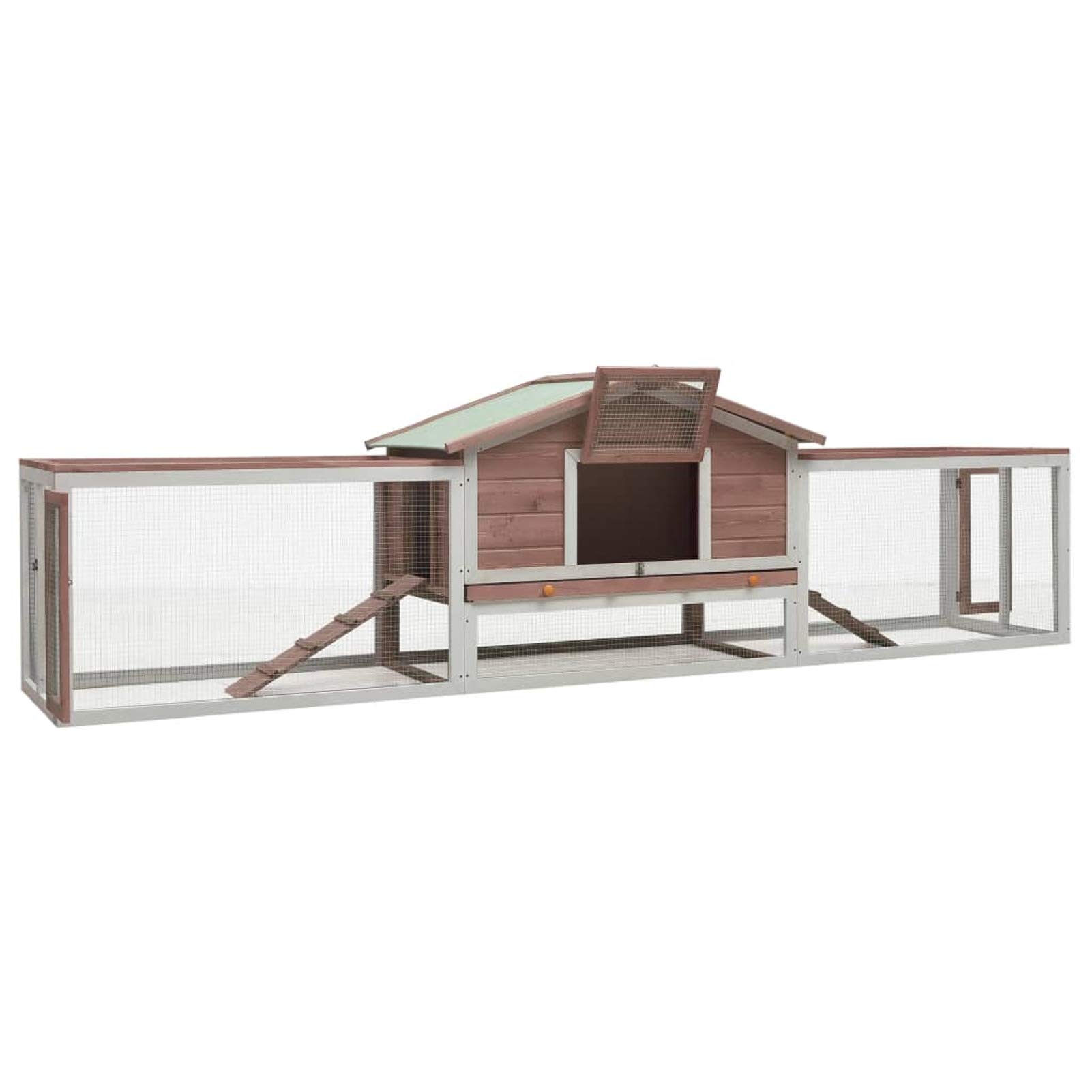Tidyard Hasenstall, Freigehege für Kaninchen, kleintierstall Witterungsbeständig, Massivholz, 303 x 60 x 86 cm