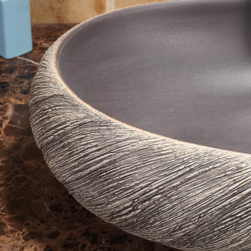 Okrągły ceramiczny zlew w stylu retro – artystyczna umywalka na blat do łazienki stylowa dekoracja łazienki trwała i łatwa do czyszczenia idealna do remontu domu
