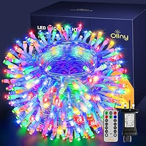 Ollny Christmas Tree Lights Outdoor – 60m 600 LED Christmas Decorations Fairy Lights Plug in Waterproof, String Lights 8…