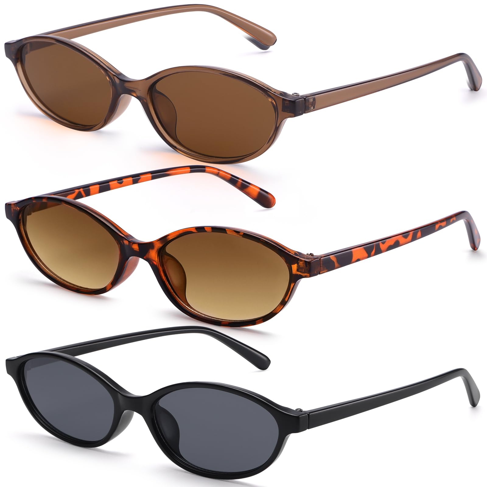 Dollger Retro Oval Sunglasses for Women Trendy Small Narrow Classic 90s Style Designer Shades Sunglasses