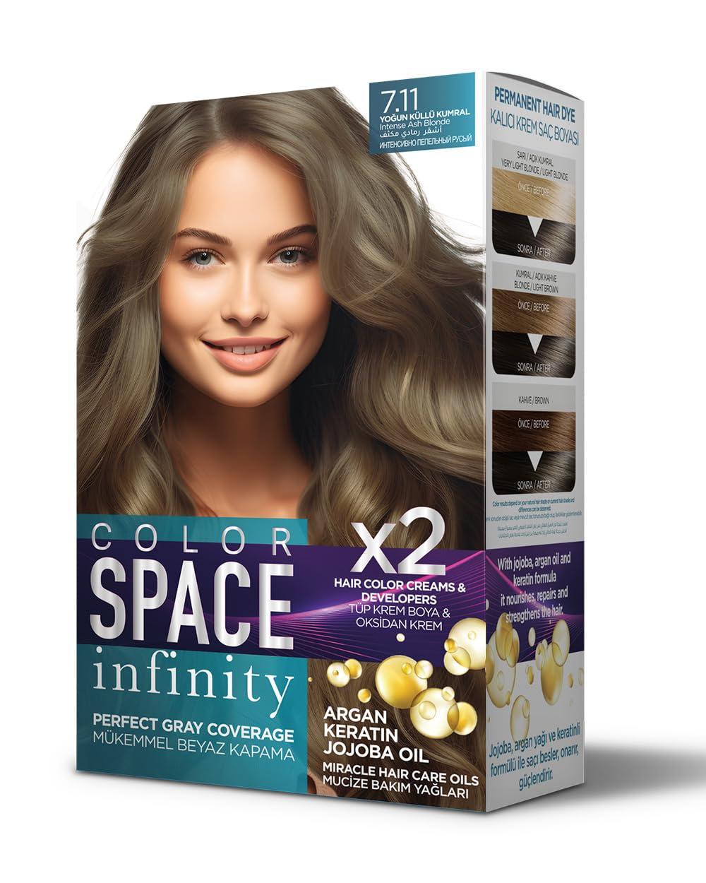 Color Space Infınıty Set Saç Boyası 7.11 Yoğun Küllü Kumral