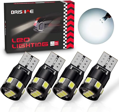Miniatura 7 de BRISHINE - Bombillas 194 168 2825 W5W T10 LED de 300 lúmenes, extremadamente brillantes, sin errores, Canbus, 9 conjuntos de chips LED SMD 2835 para