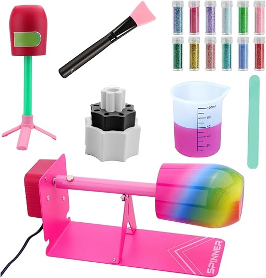 LFSUM Cup Turner for Crafts Tumbler Cup Spinner Machine Kit,Wood Cuptisserie Turner DIY Glitter Epoxy Tumblers with Silent UL Motor Safety Switch 2 Foams Accessories (Simple)